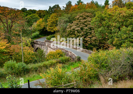 Doeford Brücke, Chipping. 8. Okt 2018. UK Wetter: Herbst Farben bei Doeford Brücke über den Fluss Hodder, in der Nähe von Chipping, Preston, Lancashire. Stockfoto