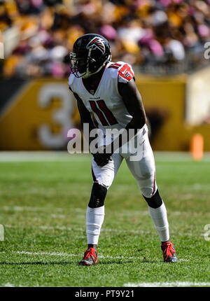 Pittsburgh, PA, USA. 7 Okt, 2018. Julio Jones #11 Während der Pittsburgh Steelers vs Atlanta Falcons Spiel am Heinz Feld in Pittsburgh, PA. Jason Pohuski/CSM/Alamy leben Nachrichten Stockfoto