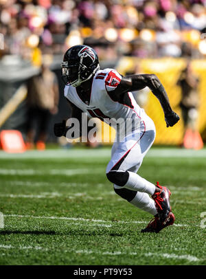 Pittsburgh, PA, USA. 7 Okt, 2018. Julio Jones #11 Während der Pittsburgh Steelers vs Atlanta Falcons Spiel am Heinz Feld in Pittsburgh, PA. Jason Pohuski/CSM/Alamy leben Nachrichten Stockfoto