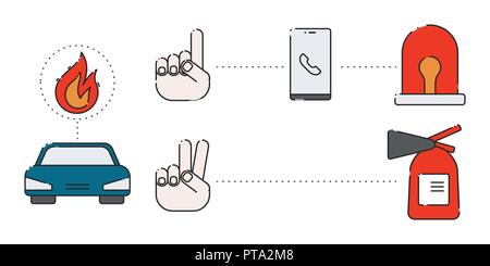 Autofeuerunfall. Vektorabbildung. Infografiken Zur Versicherung. Stock Vektor
