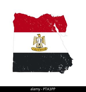 Ägypten land Silhouette mit Flagge auf weißem Hintergrund Stock Vektor