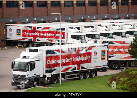 ALDI (UK) Supermarkt Sitz in Atherstone, North Warwickshire, England, UK. Stockfoto