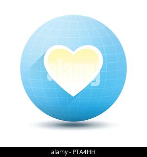 Runde Symbol mit Herz in Form der Welt. Liebe auf den Planeten und der Wunsch, es zu bewahren. Stock Vektor