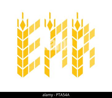 Logo mit Weizen Ohren mit auf weißem Hintergrund. Zeichen der Natur Produkt von hoher Qualität. Stock Vektor