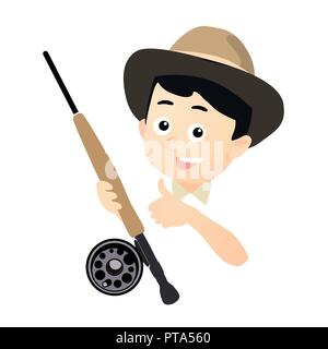 Fischer mit Angel Fly Stock Vektor
