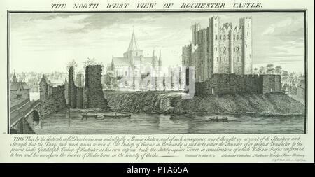 "Der Norden Westen Blick von Rochester Castle", Kent, 1735. Schöpfer: Samuel Buck, Nathaniel Buck. Stockfoto