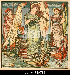 Ich sah drei Schiffe, von Walter Crane's Malerei Buch, Pub. 1889 (farblithographie), 1889. Schöpfer: Walter Crane (1845 - 1915). Stockfoto