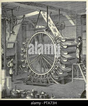 Maschine für den Druck von Tapeten in bis zu 20 Farben, Pub. 1873 (Gravur), 1873. Schöpfer: Französische Schule (19. Jahrhundert). Stockfoto
