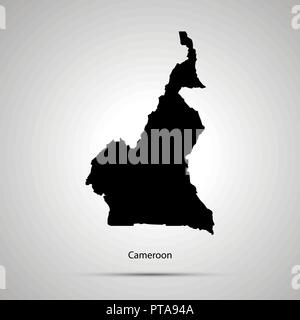 Kamerun Landkarte, einfache schwarze Silhouette Stock Vektor