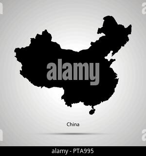 China Landkarte, einfache schwarze Silhouette Stock Vektor