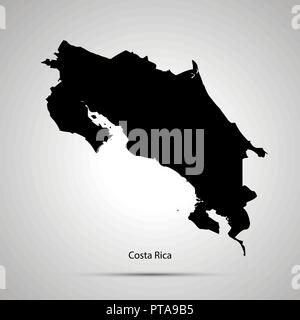 Costa Rica Land Karte, einfache schwarze Silhouette Stock Vektor