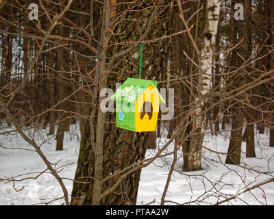 Bunter Vogel Einzug in den Park im Winter, Moskau Stockfoto