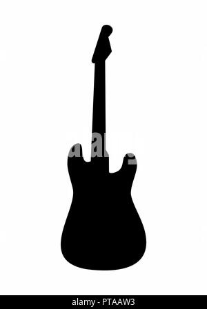 Dunkle Silhouette einer Gitarre auf weißem Hintergrund Stock Vektor