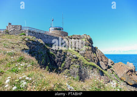 Die St. Ives Watch Tower, der Durchlauf durch die nationalen Coastwatch Institution, eine freiwillige Organisation und eingetragene Wohltätigkeitsorganisation, St. Ives, Cornwall, England, Großbritannien Stockfoto