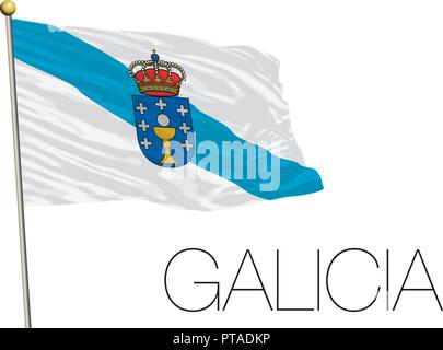 Amtliche regionale Flagge Galicien, Spanien, Vektor, Abbildung Stock Vektor