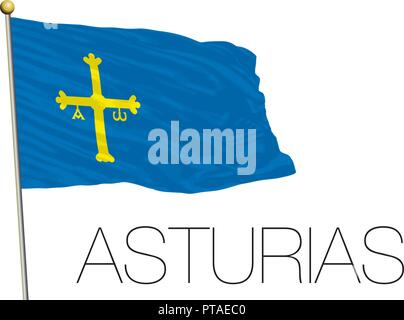 Amtliche regionale Flagge Asturien, Spanien, Vektor, Abbildung Stock Vektor