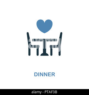 Abendessen Symbol in zwei Farben Design. Einfaches element Abbildung. Abendessen kreative Symbol aus Flitterwochen Sammlung. Für web design, Apps und Drucken. Stockfoto
