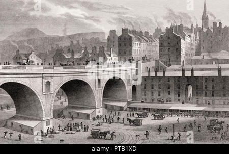 North Bridge, Allgemeine; Market Street, Edinburgh, Schottland, 19. Jahrhundert, von modernen Athen von Th. H. Hirte Stockfoto