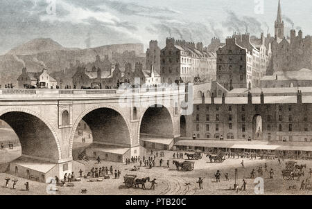 North Bridge, Allgemeine; Market Street, Edinburgh, Schottland, 19. Jahrhundert, von modernen Athen von Th. H. Hirte Stockfoto