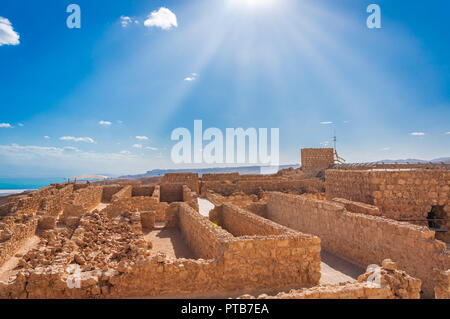 Berg mit Festung Massada in Israel. Stockfoto