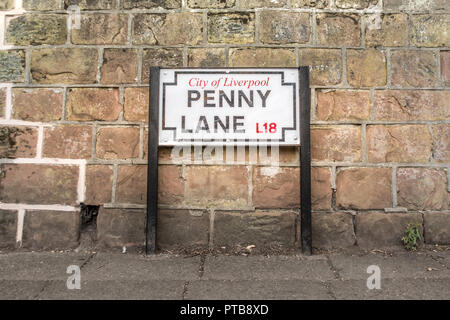 Penny Lane Street in Liverpool - Beatles Anblick site Stockfoto