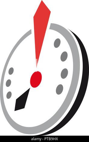 Vektor Zeichen abstrakte Uhr mit Ausrufezeichen. Flache Bauform Stock Vektor