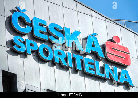 Die Ceska Sporitelna logo, zentrale Pankrac, Prag, Tschechische Republik Stockfoto