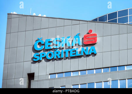 Die Ceska Sporitelna logo, zentrale Pankrac, Prag, Tschechische Republik Stockfoto