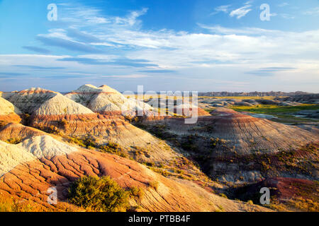 Asche und Sediment Dämme in Badlands National Park, South Dakota Stockfoto