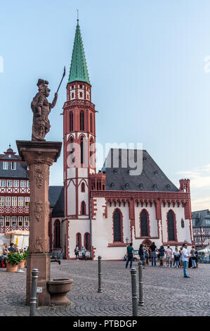 Nikolaikirche, Evangelische Kirche St. Nikolaus, Römerberg, Altstadt, Frankfurt, Hessen, Deutschland Stockfoto