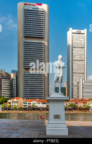 Von Sir Stamford Raffles Statue, Singapur Stockfoto