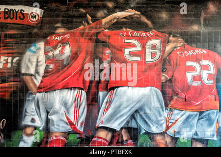 Graffiti im Tunnel das Estadio da Luz oder Estadio do Sport Lisboa e Benfica Stockfoto