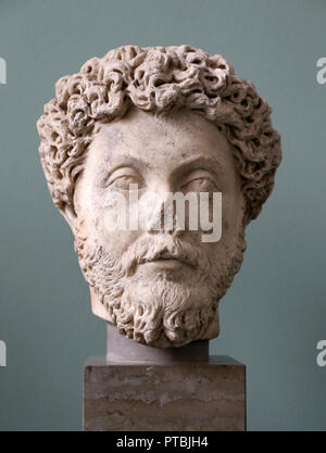 Marcus Aurelius (121 - 180 AD), römischer Kaiser (161-180 AD). Kopf 161 AD. , Marmor Büste. Stockfoto