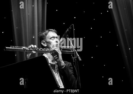 Gareth Lochrane spielen Jazz flute mit Gareth Lochrane big band, Scarborough Jazz Festival 2018 Stockfoto