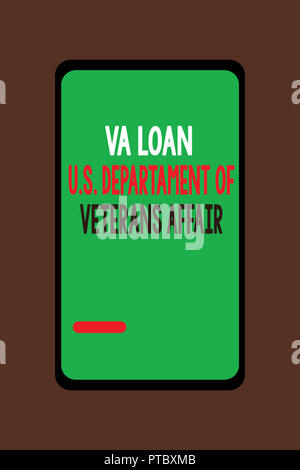 Handschrift text Va Darlehen U.S Departament Angelegenheiten der Veteranen. Begriff Sinne Streitkräfte finanzielle Hilfe. Stockfoto