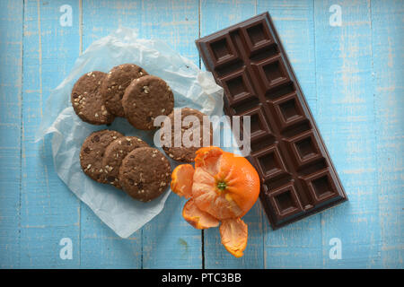 Hausgemachte Schokolade und Citrus Cookies - Nahaufnahme Stockfoto