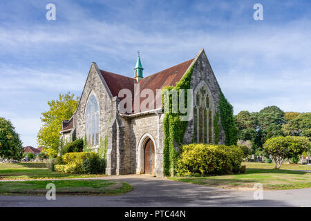Das Kapellgebäude auf dem Hollybrook Cemetery in Southampton, England, Großbritannien Stockfoto