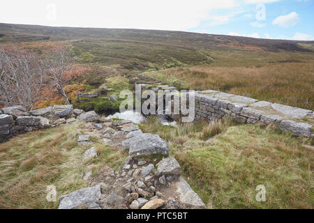 Bleibt der Blakethwaite Bergbau Dämme Teil des oberen Gunnerside Gill Lead Mining Industry Water Management System, mit dem sich das Dressing flo geliefert Stockfoto