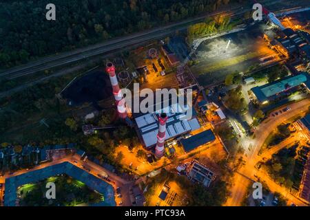 Antenne drone Blick auf Black Coal Mine in Kattowitz. Kattowitz, Schlesien, Polen Stockfoto