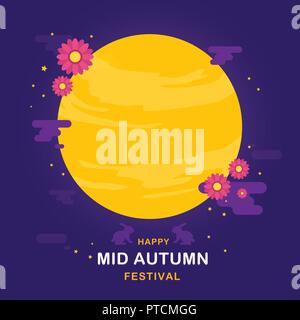 Chinesische mid Autumn Festival Banner Design Vector Illustration Stock Vektor