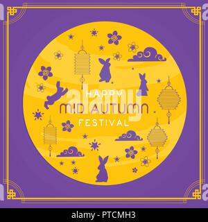 Chinesische mid Autumn Festival Banner Design Vector Illustration Stock Vektor