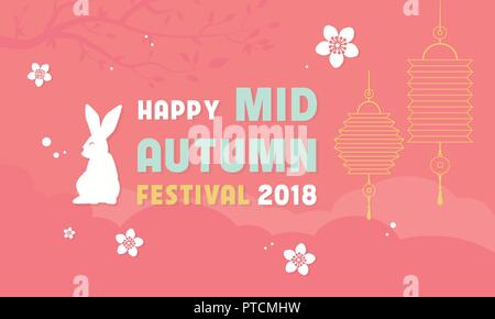Chinesische mid Autumn Festival Banner Design Vector Illustration Stock Vektor