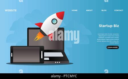 Start Business Konzept. Bereit Vector Illustration zu verwenden. Für Hintergrund, Hintergrundbild, Landing Page, Web-, Banner-, Karten- und andere Kreative wor geeignet Stock Vektor