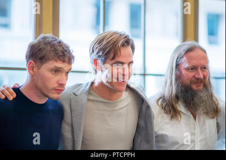 2018 Toronto Film Festival 'Haus des Hosts Aurora' ein Interview mit den Schauspielern von Outlaw King' Mit: Billy Howle, Chris Pine, David Mackenzie Wo: Toronto, Kanada, wenn: 7. Sep. 2018 Credit: Lu Chau/WENN.com Stockfoto