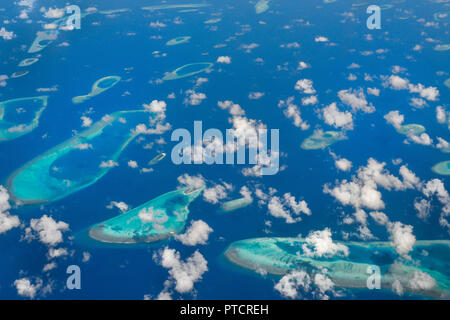 Malediven Foto aus Flugzeug genommen Stockfoto