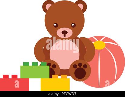 Bär teddy Kunststoff Kugel und Bausteine Spielzeug Kinder Stock Vektor