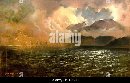 Kennet Watkins, der Phantom Kanu: eine Legende des Lake Tarawera, 1888 Öl auf Leinwand, Auckland Art Gallery Toi o Tamaki, Auckland, Neuseeland. Stockfoto