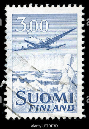 Poststempel Stempel aus Finnland im Flugzeug Serie 1974 ausgestellt Stockfoto