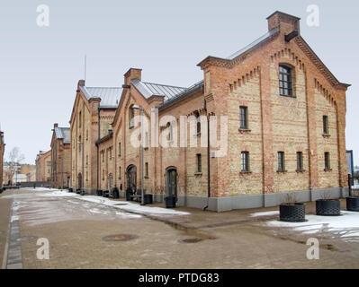 Historische Gebäude in Riga, der Hauptstadt Lettlands im Winter Stockfoto