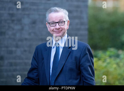 London, 9. Oktober 2018, Michael Gove MP PC, Umwelt Sekretär, kommt an einer Kabinettssitzung am 10 Downing Street, London Credit Ian Davidson/Alamy leben Nachrichten Stockfoto